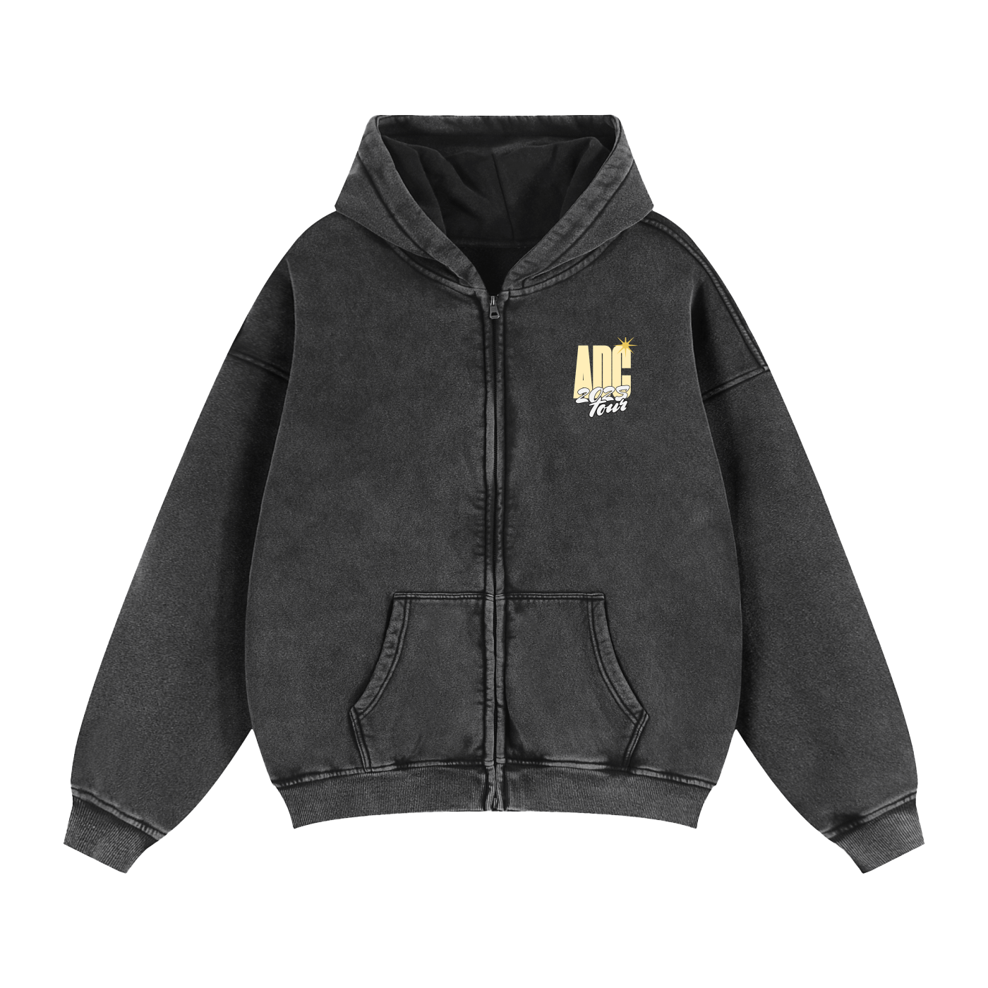 Adult Exclusive 2025 Vintage Wash Zip Up Boxy Hoodie
