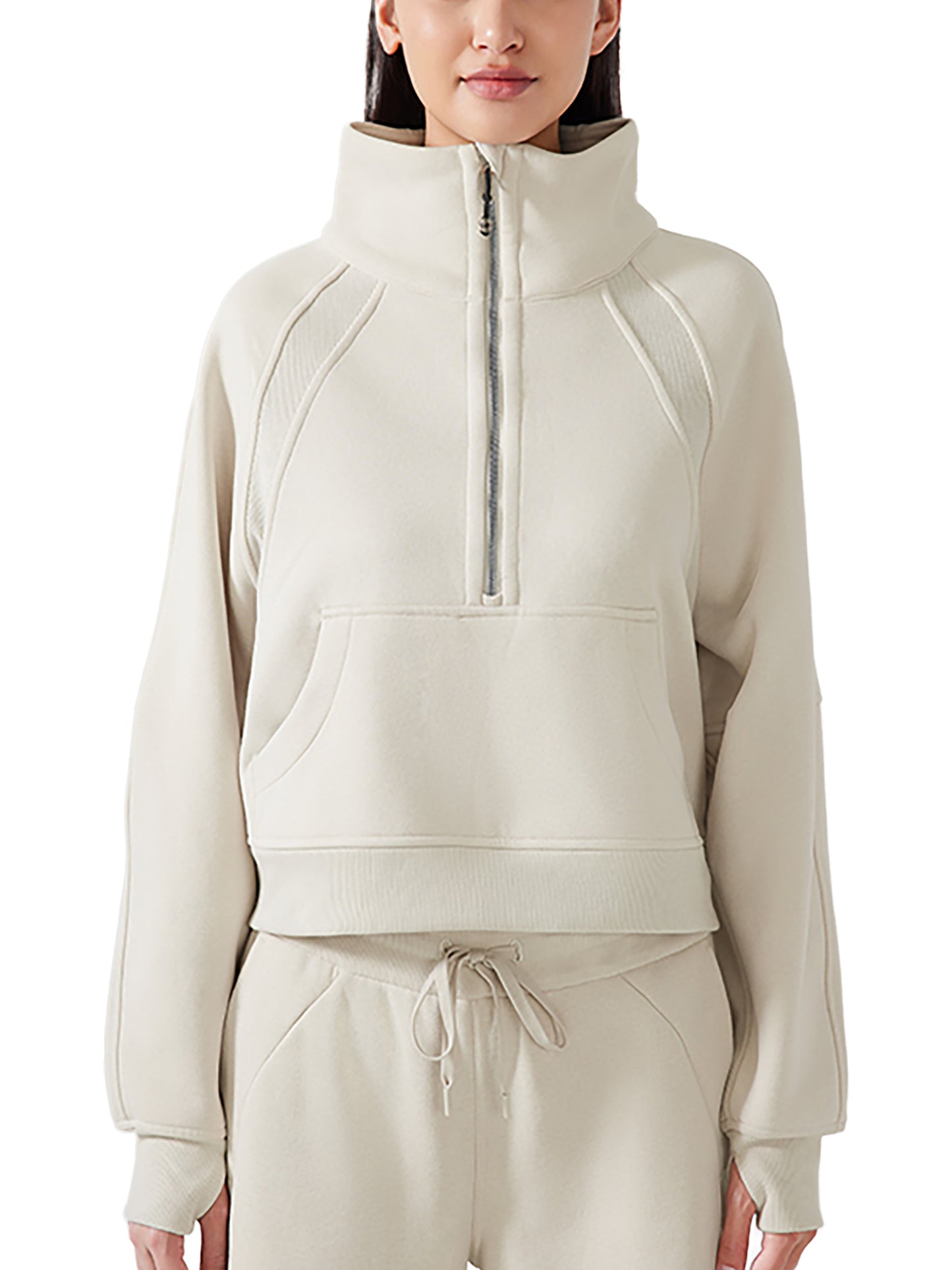 Adult 1/4 Zip Scuba Pullover in Ivory