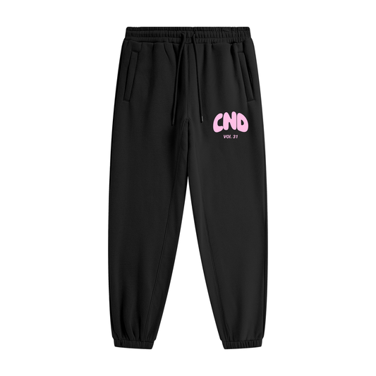 Adult White Fox Joggers "Pop of Pink"