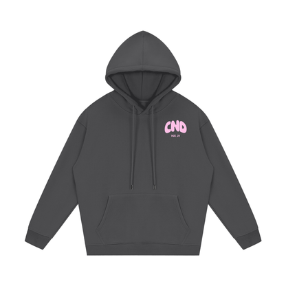 Adult White Fox Hoodie "Pop of Pink"