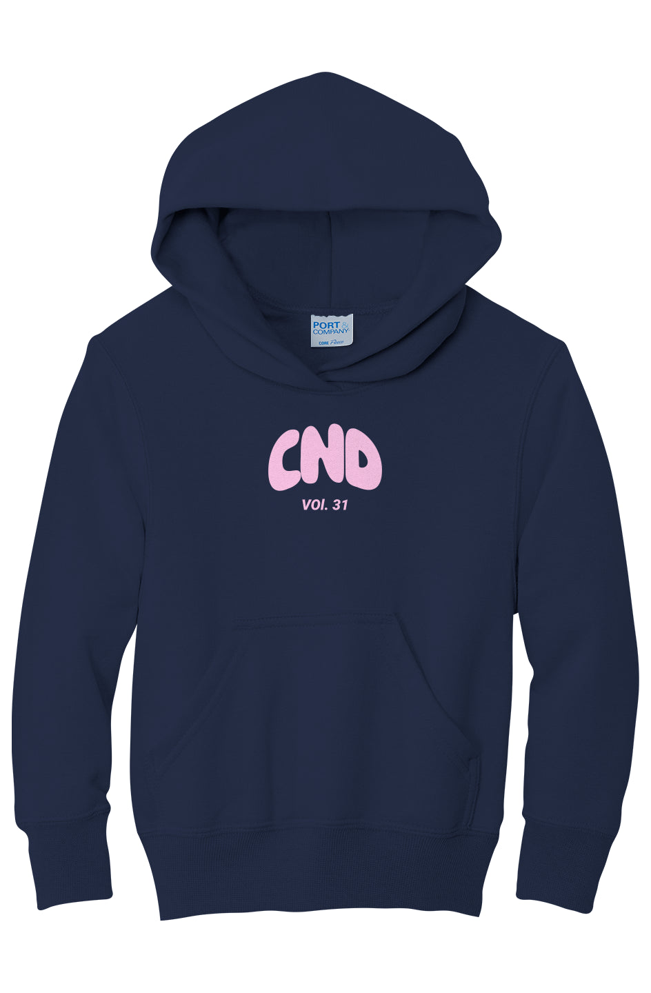 Youth White Fox Hoodie "Pop of Pink"