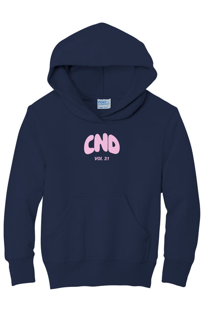 Youth White Fox Hoodie "Pop of Pink"