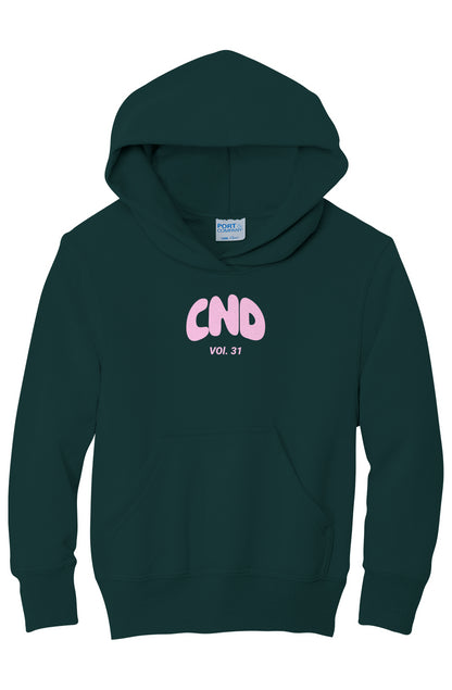 Youth White Fox Hoodie "Pop of Pink"