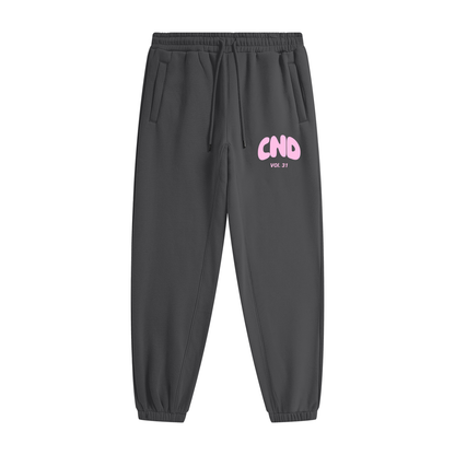 Adult White Fox Joggers "Pop of Pink"
