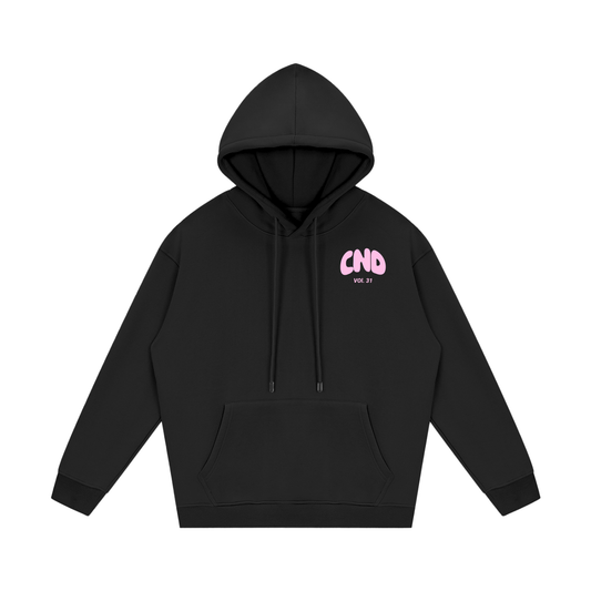 Adult White Fox Hoodie "Pop of Pink"