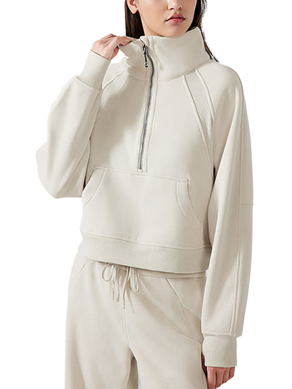 Adult 1/4 Zip Scuba Pullover in Ivory
