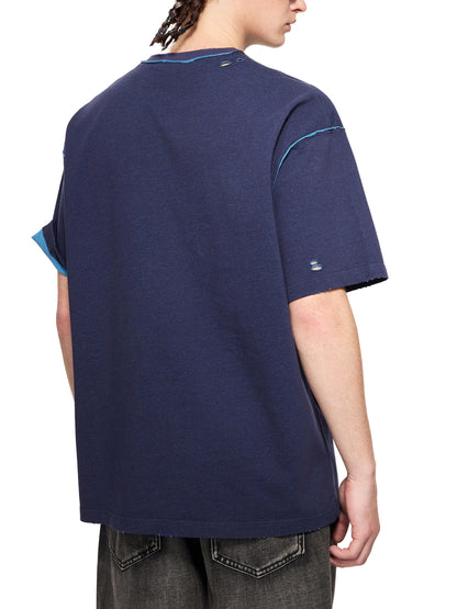Adult Hand-Frayed 2 tone Grunge Tee